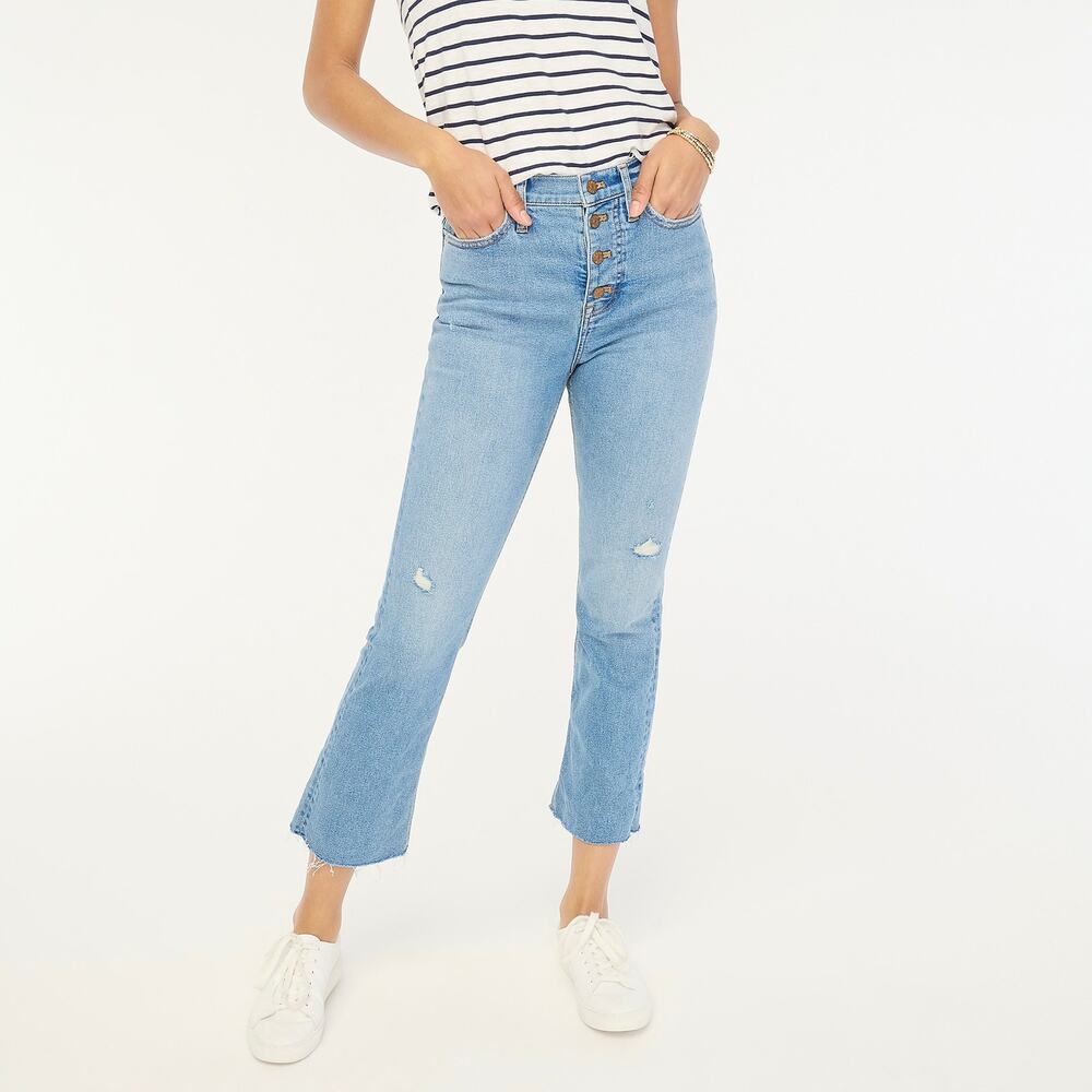 J.Crew Factory High-rise flare crop jean in all-day stretch Sun Lake Wash 31